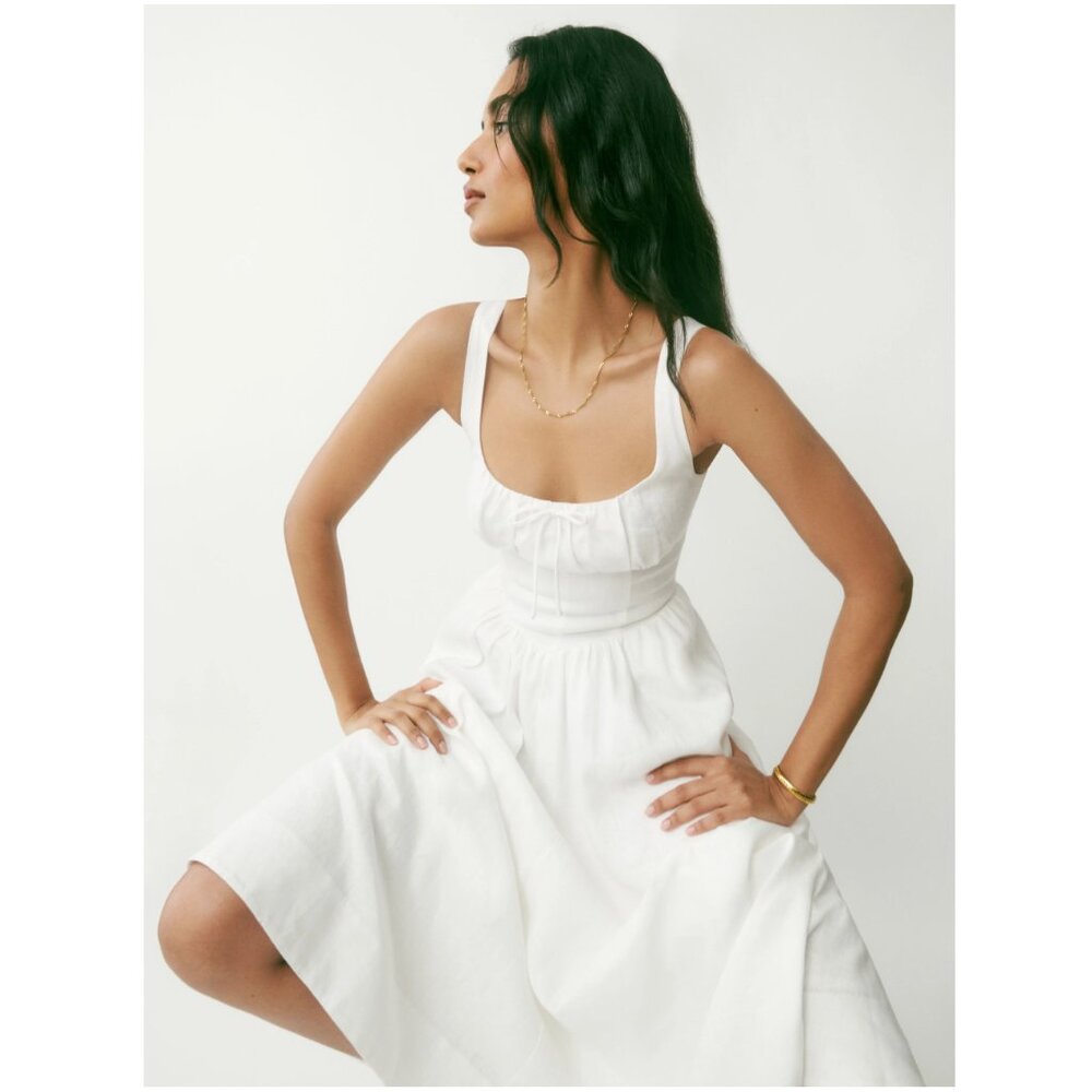 Reformation Balia Linen Dress in White